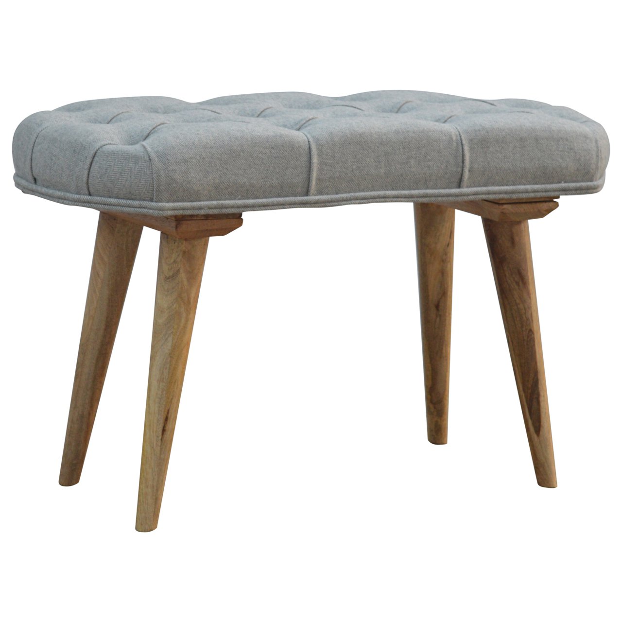 Deep Button Grey Tweed Bench - Image 3