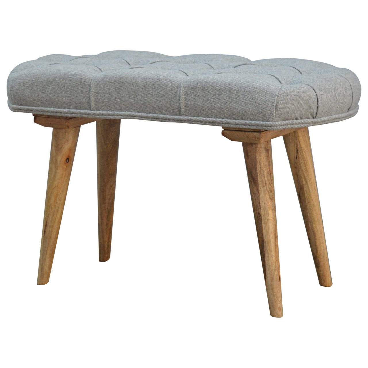 Deep Button Grey Tweed Bench - Image 4