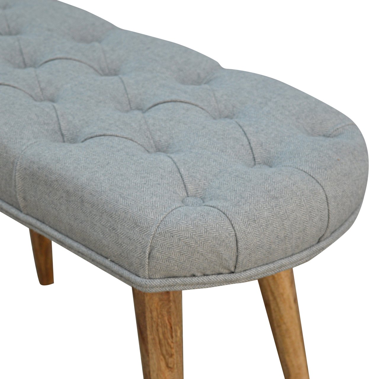Deep Button Grey Tweed Bench - Image 5