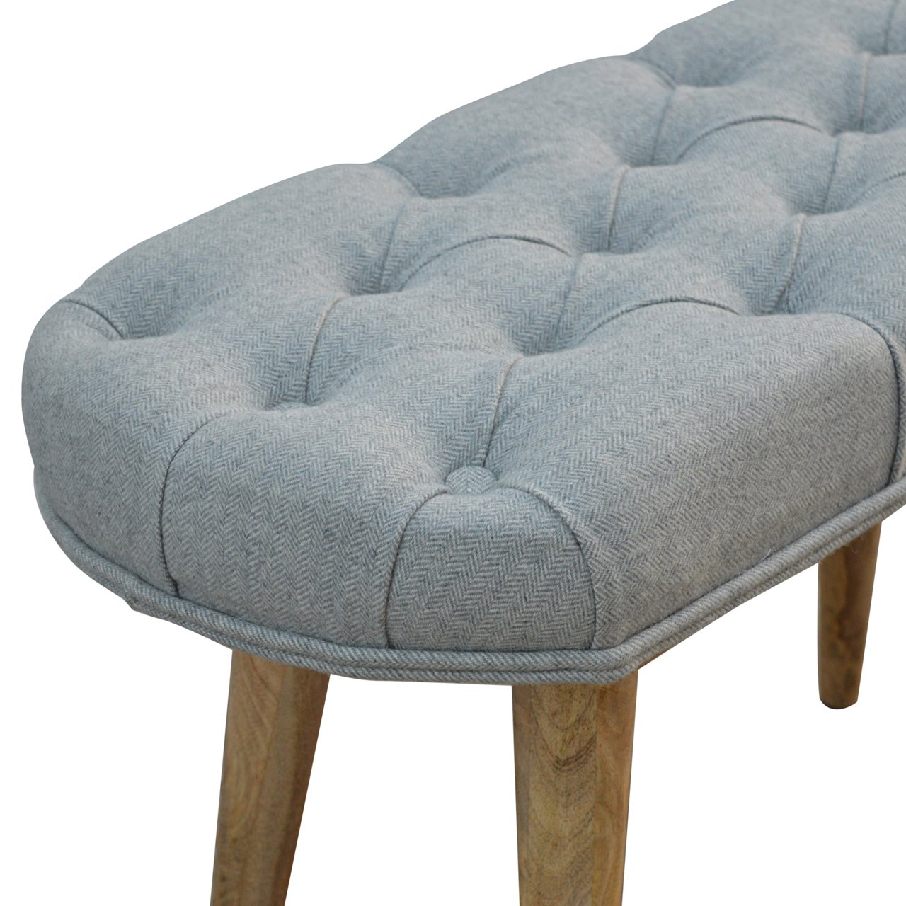 Deep Button Grey Tweed Bench - Image 6
