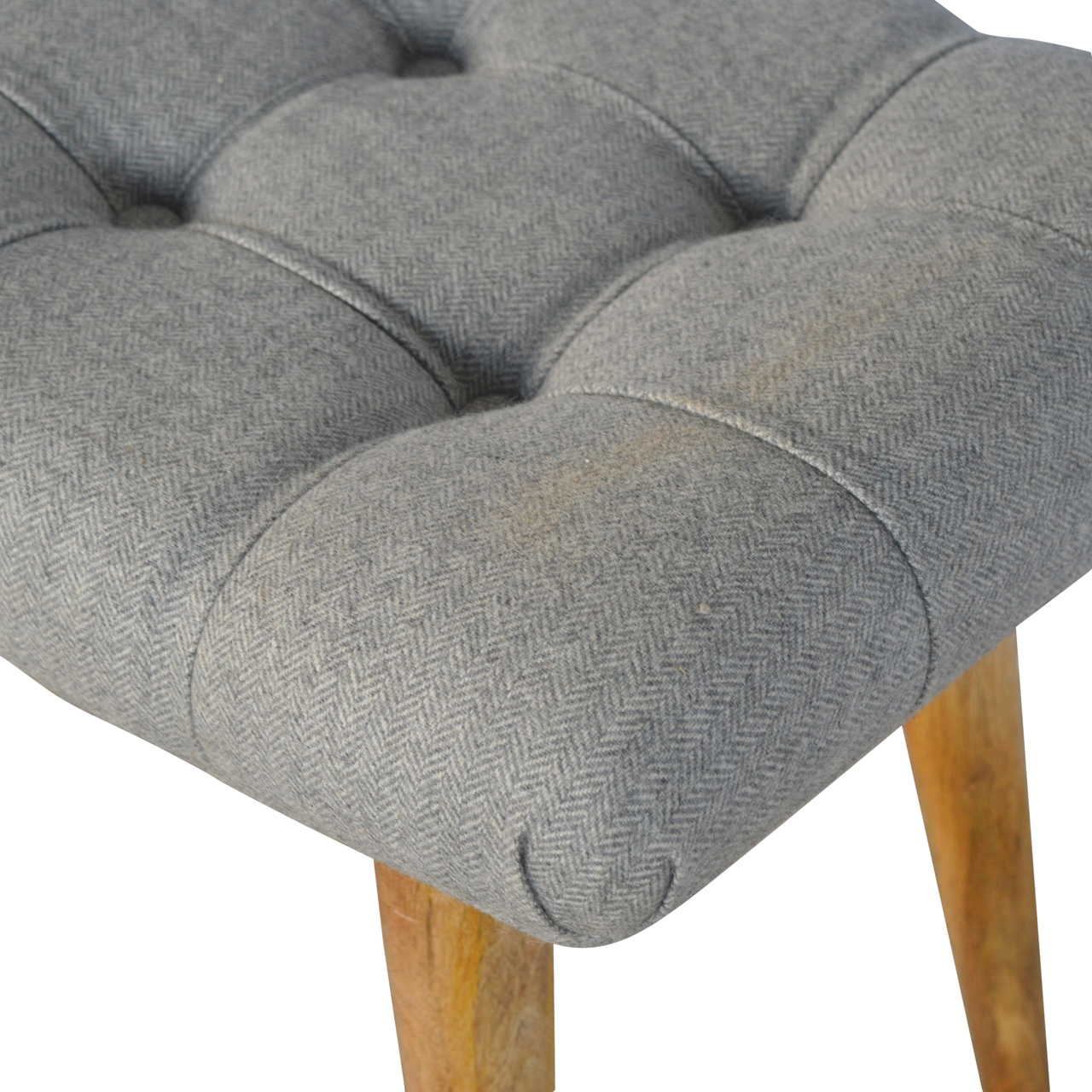Curved Grey Tweed Bench - Image 6