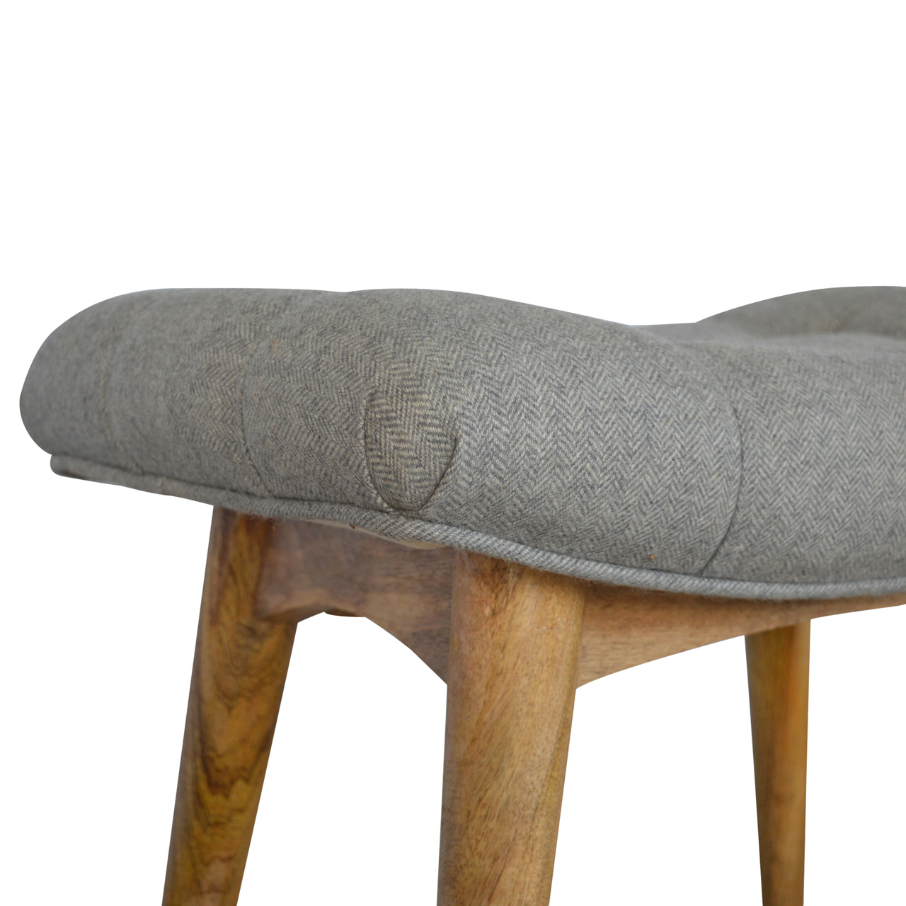 Curved Grey Tweed Bench - Image 7