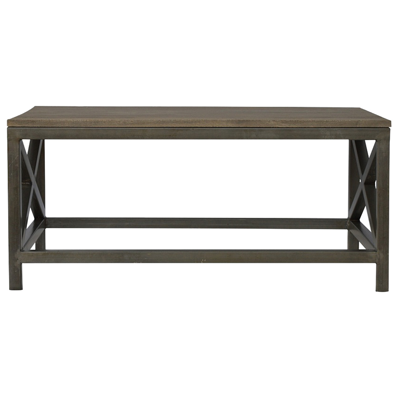 Industrial Coffee Table with Criss Cross Metal Design
