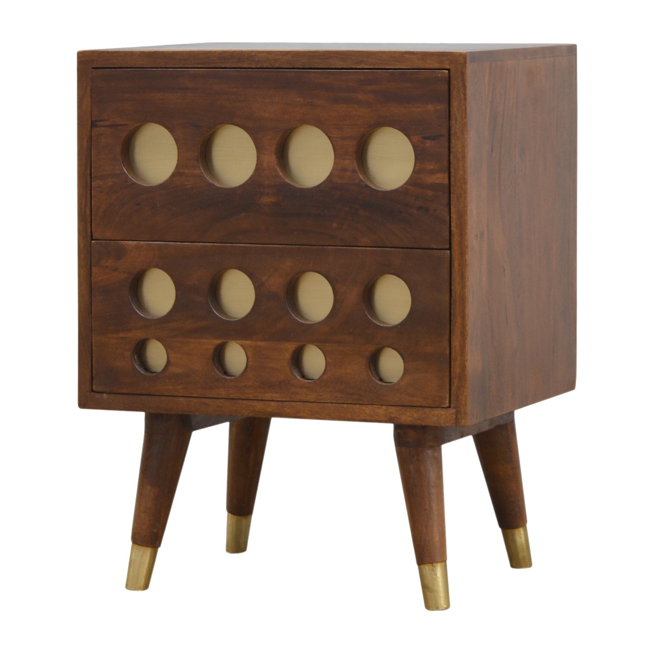 Chestnut Brass Cut-out Bedside - Image 3