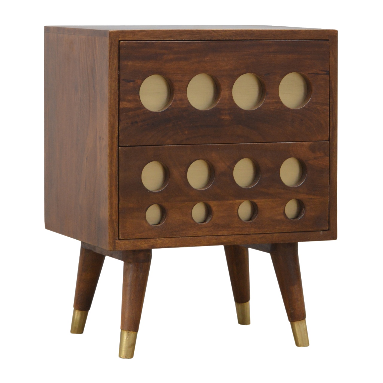 Chestnut Brass Cut-out Bedside - Image 4