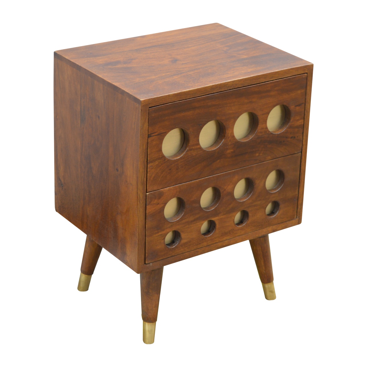 Chestnut Brass Cut-out Bedside - Image 5