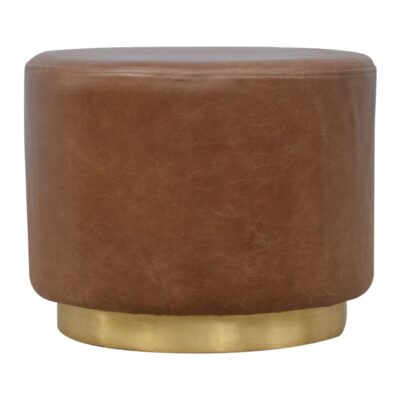 Buffalo Footstool with Gold Base