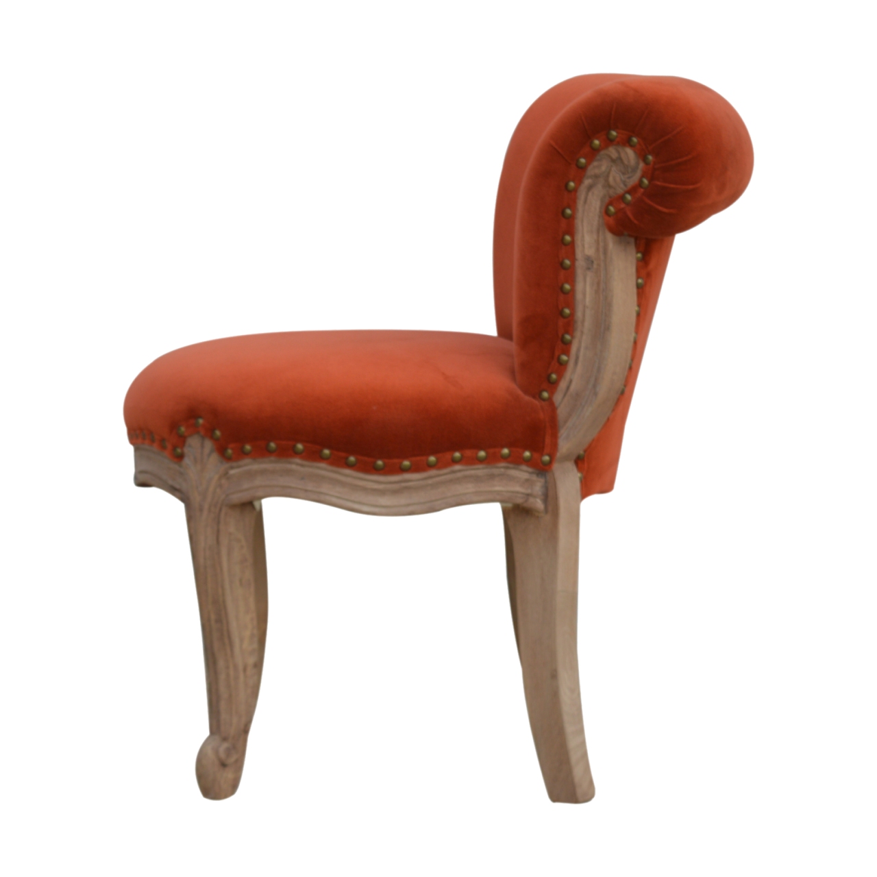 Brick Red Velvet Studded Chair - Image 5