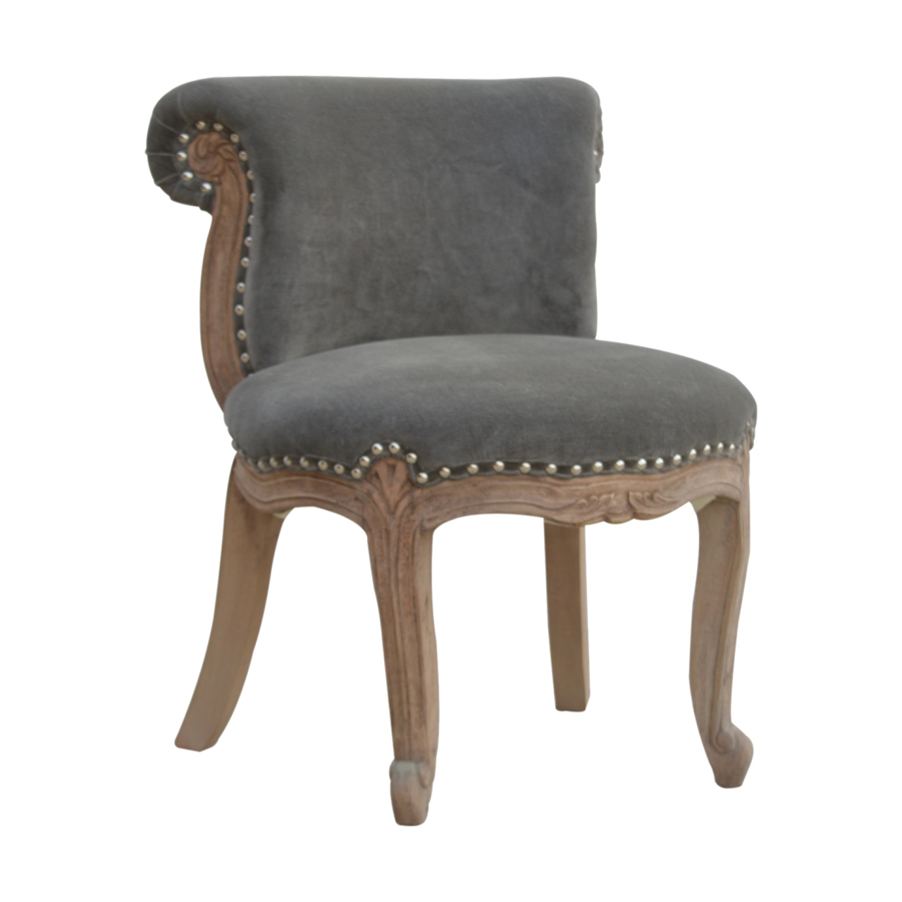 Grey Velvet Studded Chair - Image 2