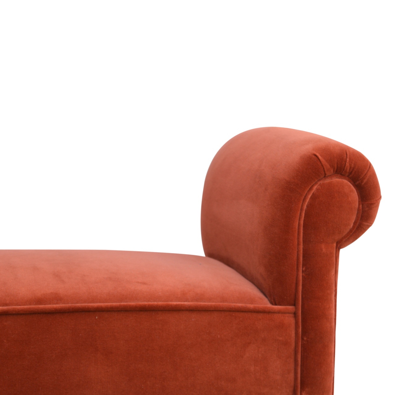 Brick Red Velvet Bench - Image 5