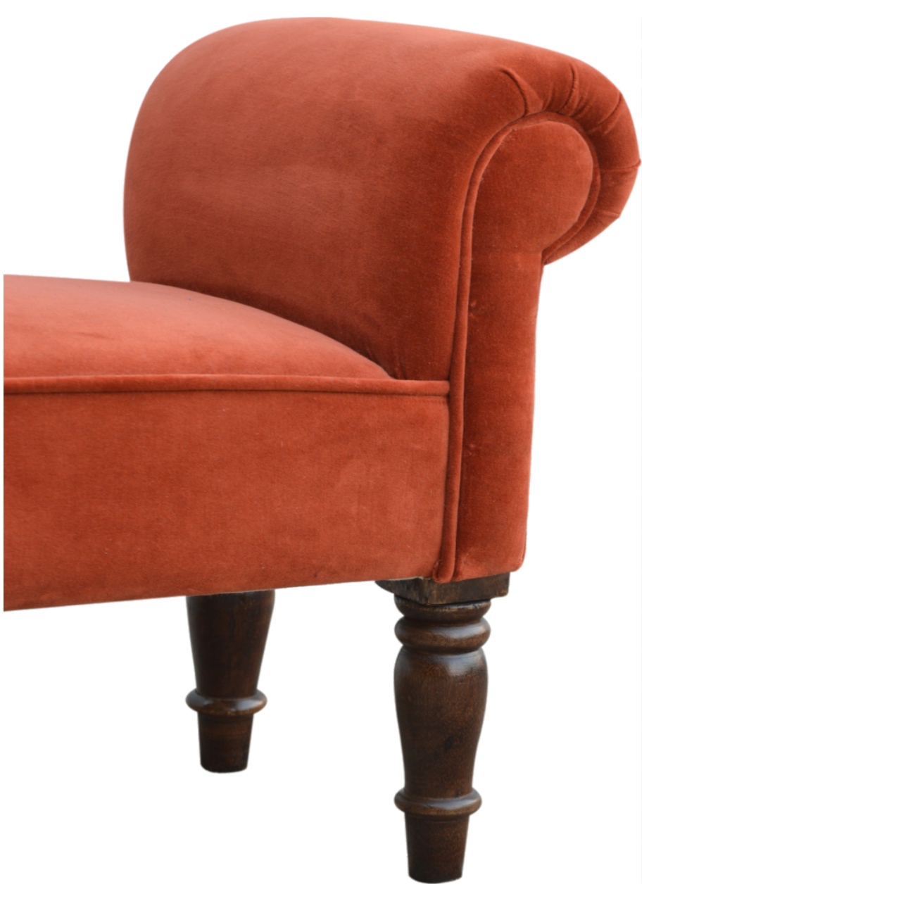 Brick Red Velvet Bench - Image 9