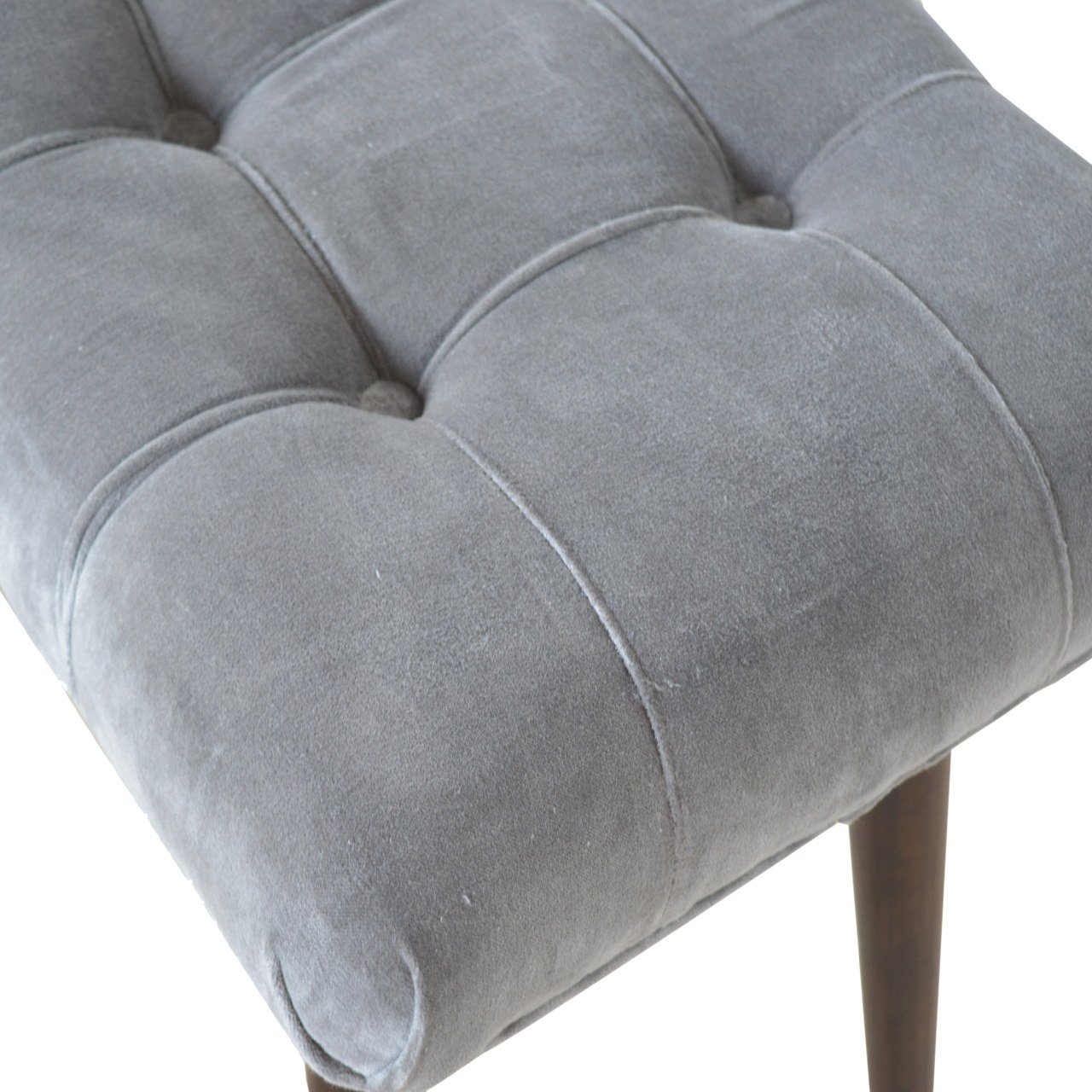 Grey Cotton Velvet Curved Bench - Image 4