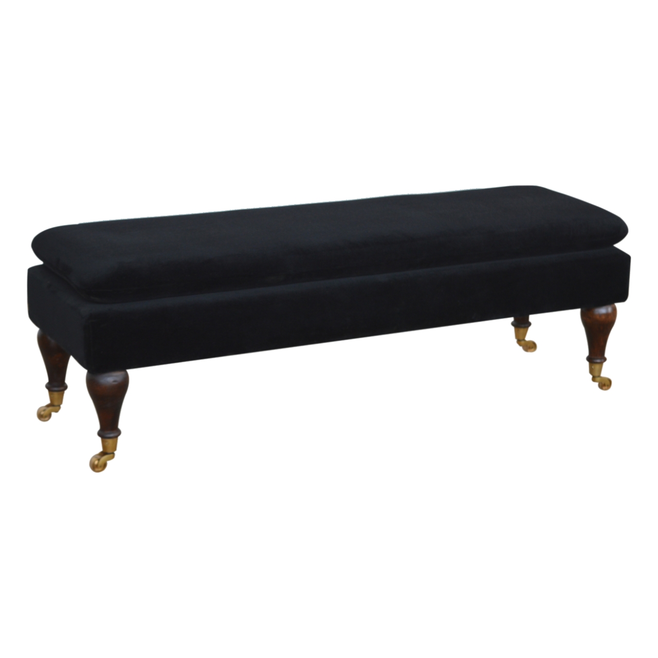 Black Velvet Castor Bench - Image 4