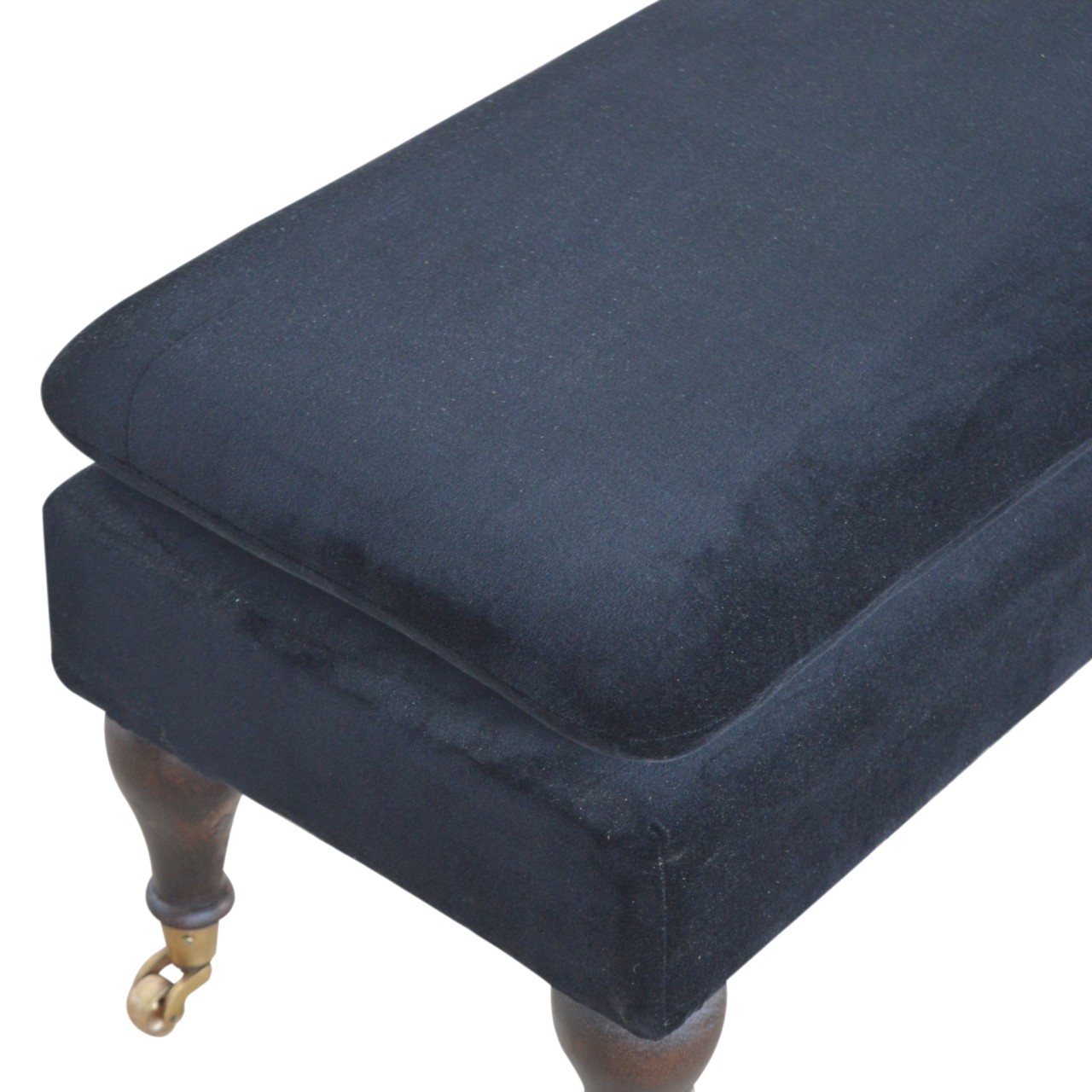 Black Velvet Castor Bench - Image 5