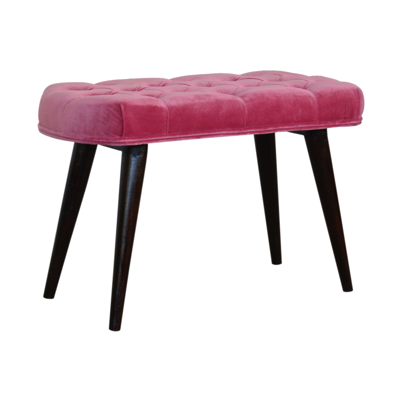 Pink Cotton Velvet Button Bench - Image 3