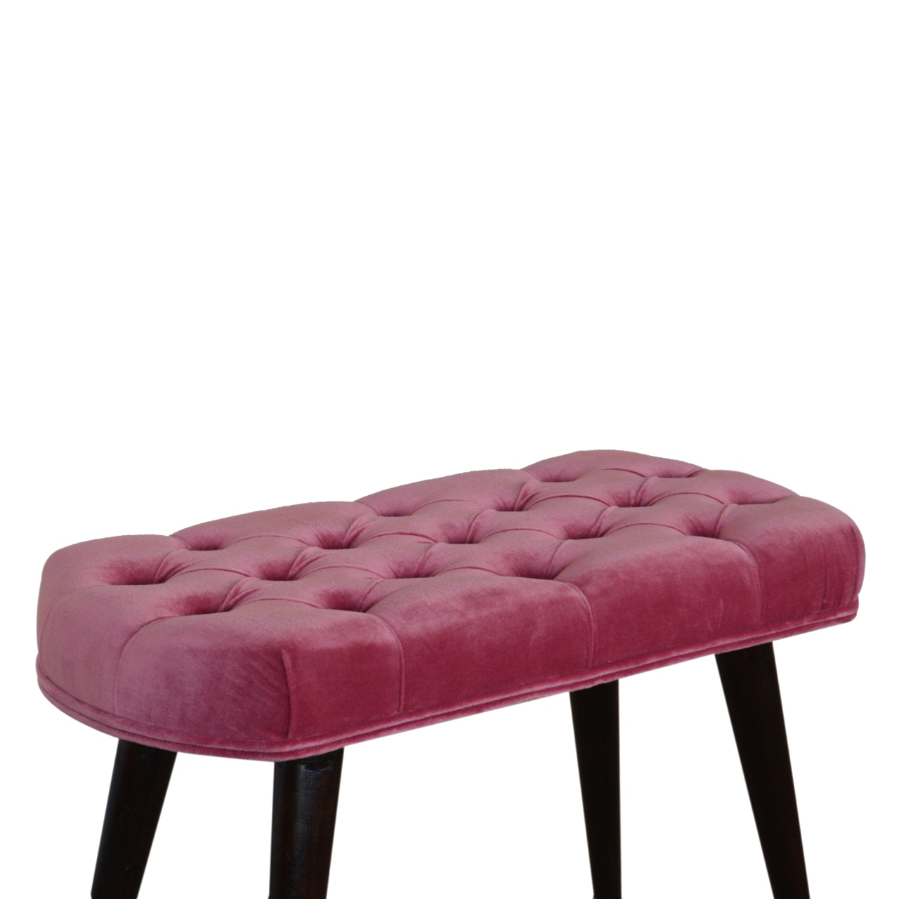 Pink Cotton Velvet Button Bench - Image 6