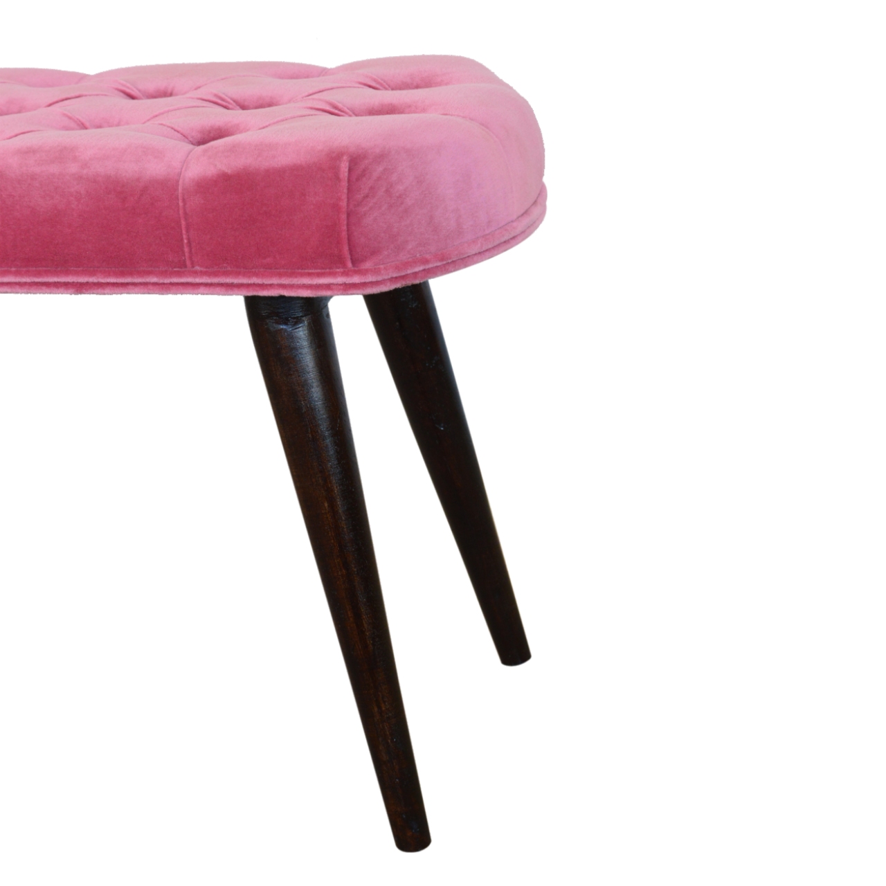 Pink Cotton Velvet Button Bench - Image 8