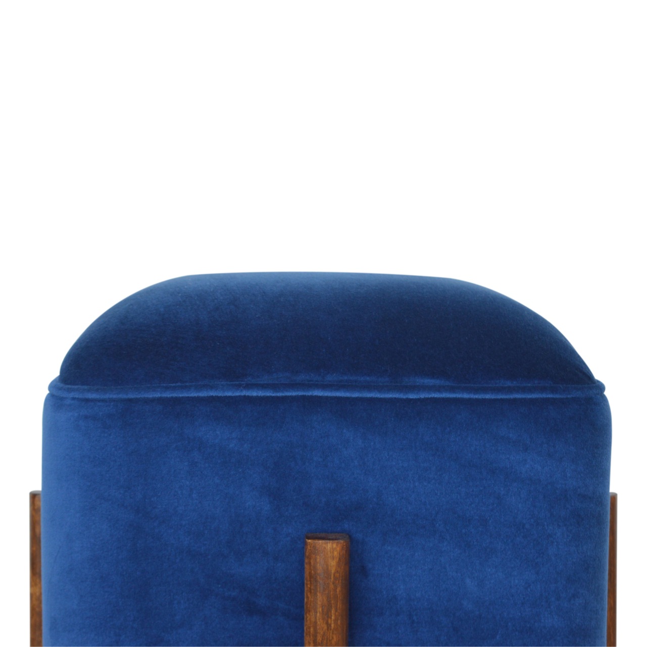 Solid Wood Royal Blue Velvet Stool - Image 5