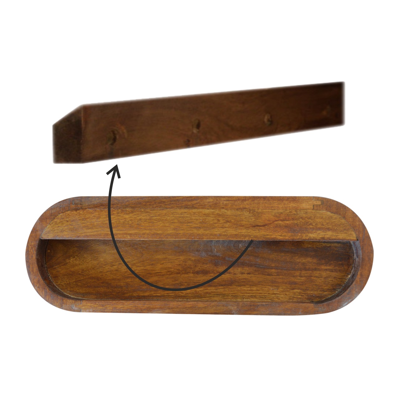 Wall Mounted Round Chestnut Bedside - Image 10