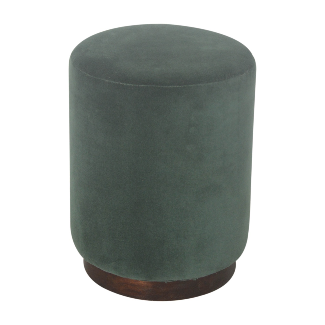 Emerald Footstool with Wood Base - Image 4