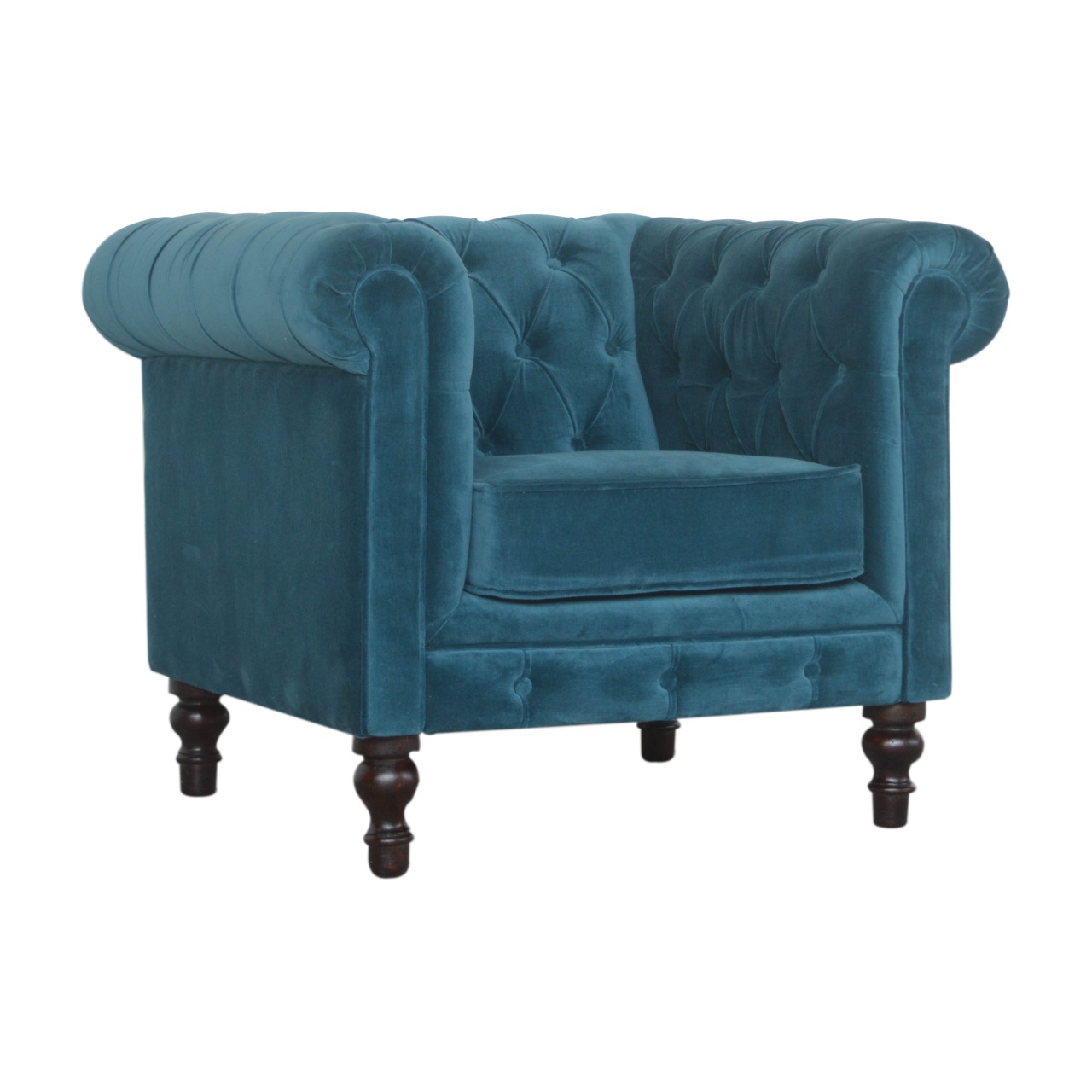 Teal Velvet Chesterfield Armchair - Image 8