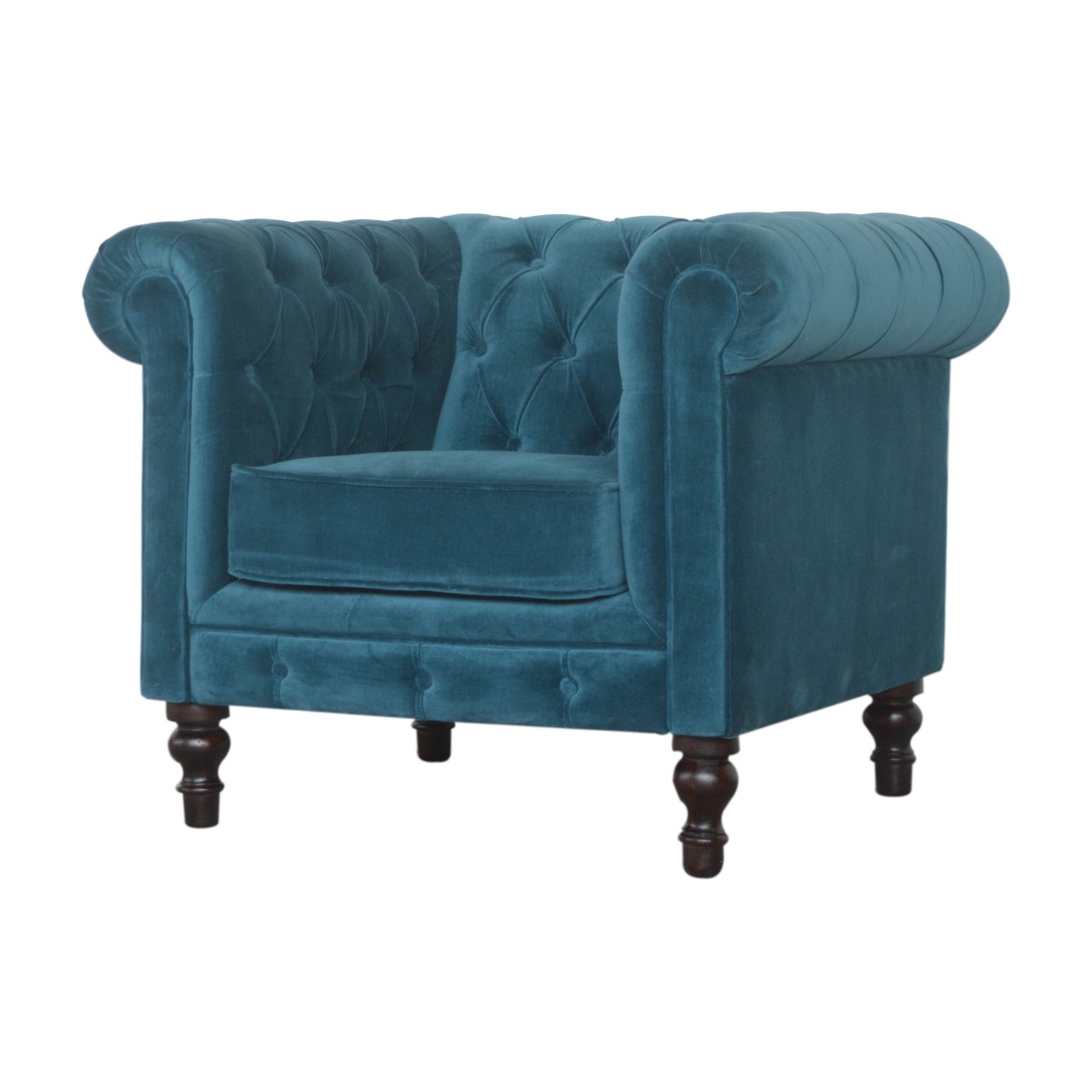 Teal Velvet Chesterfield Armchair - Image 7