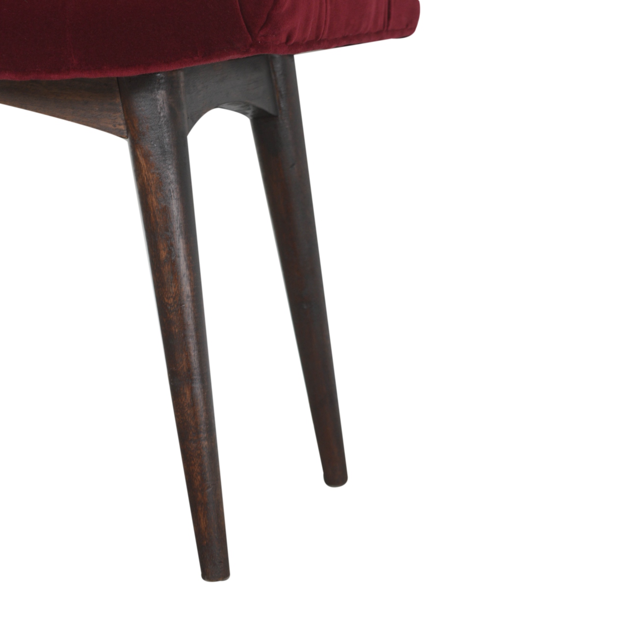 Wine Red Cotton Velvet Curved Bench - Image 7