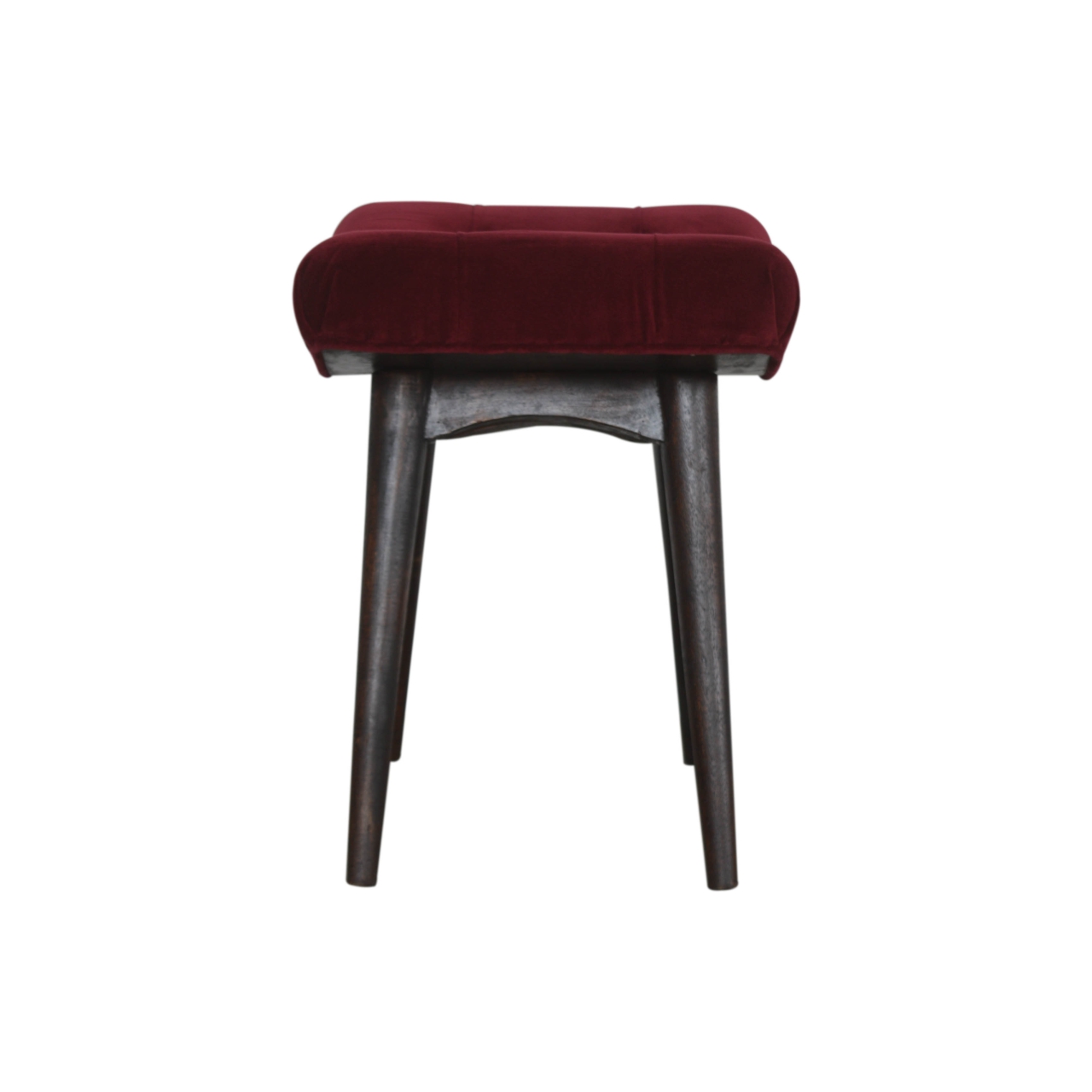 Wine Red Cotton Velvet Curved Bench - Image 9