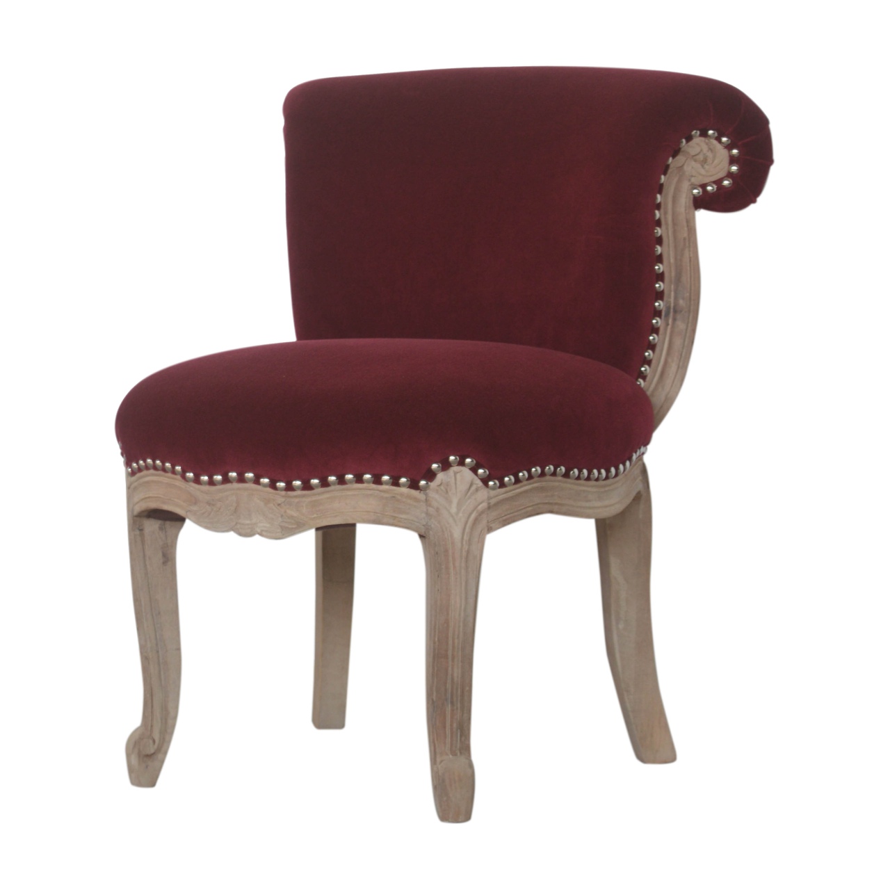 Wine Red Velvet Studded Chair - Image 4