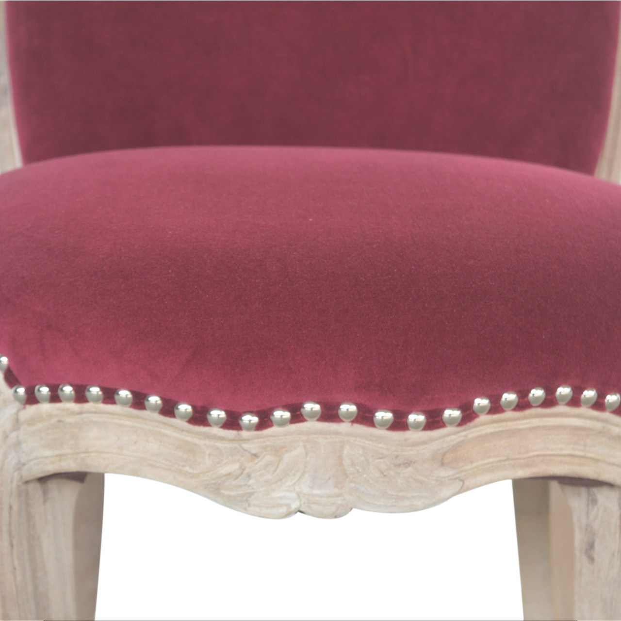 Wine Red Velvet Studded Chair - Image 7