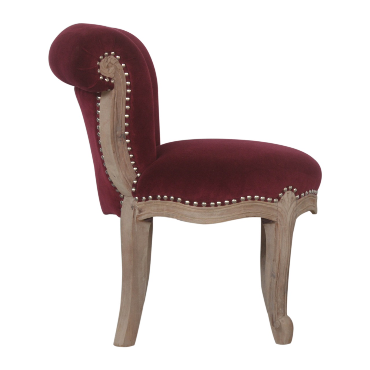 Wine Red Velvet Studded Chair - Image 9