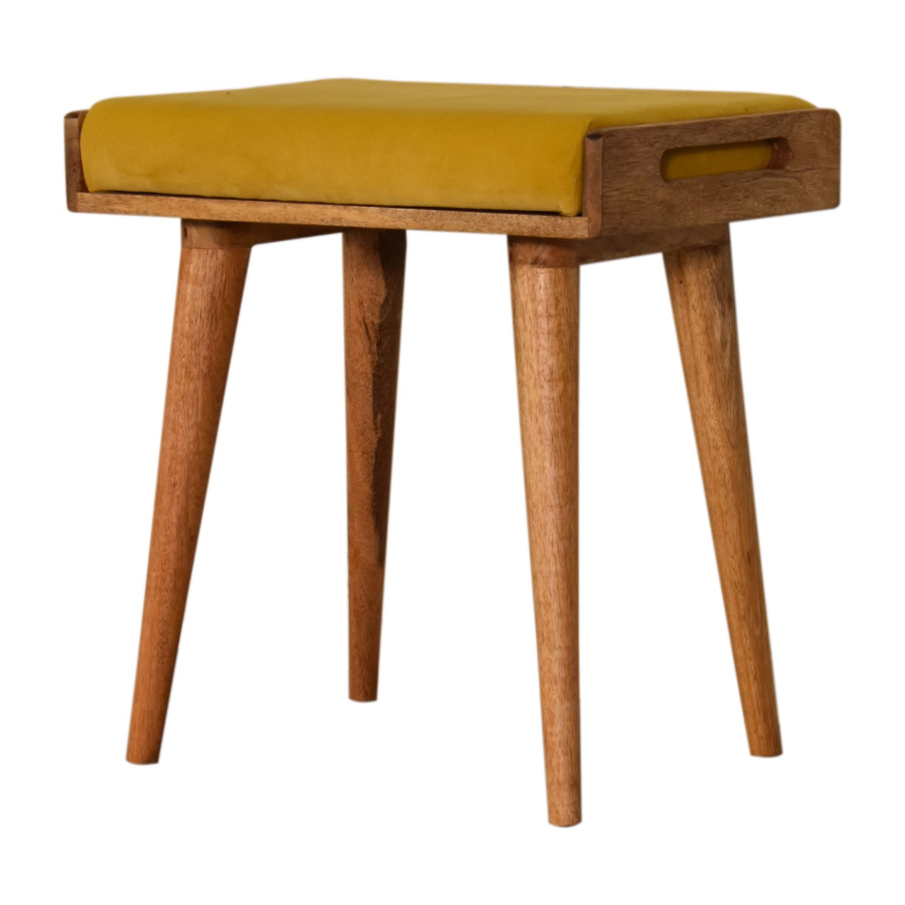 Mustard Velvet Tray Style Footstool - Image 3