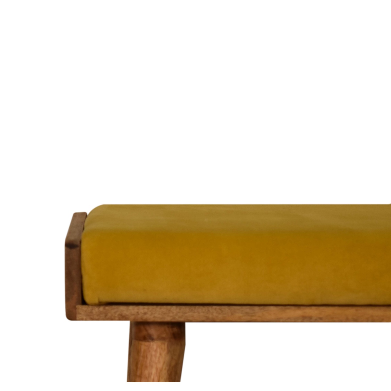 Mustard Velvet Tray Style Footstool - Image 4