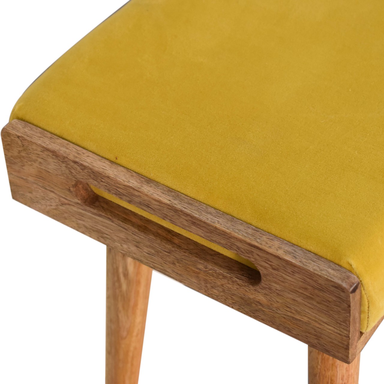 Mustard Velvet Tray Style Footstool - Image 5