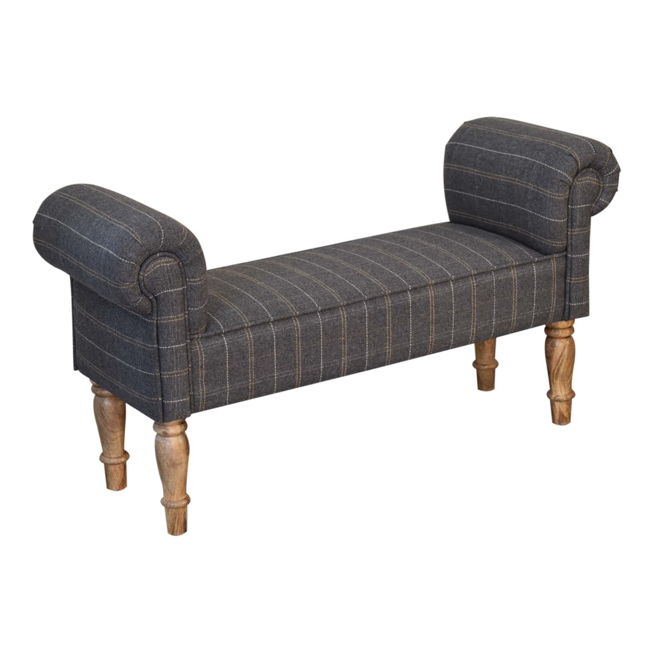 Pewter Tweed Turned Bedroom Bench - Image 7