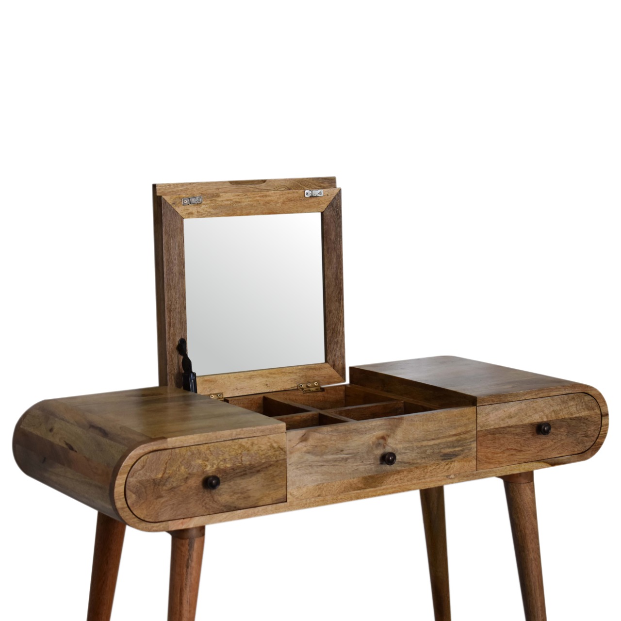 Oak-ish Round Dressing Table - Image 4