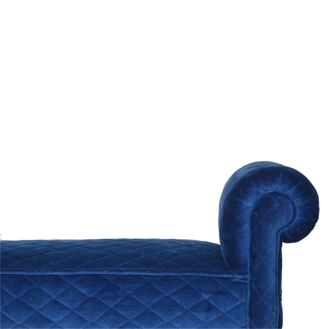 in1012 royal blue quilted velvet bench