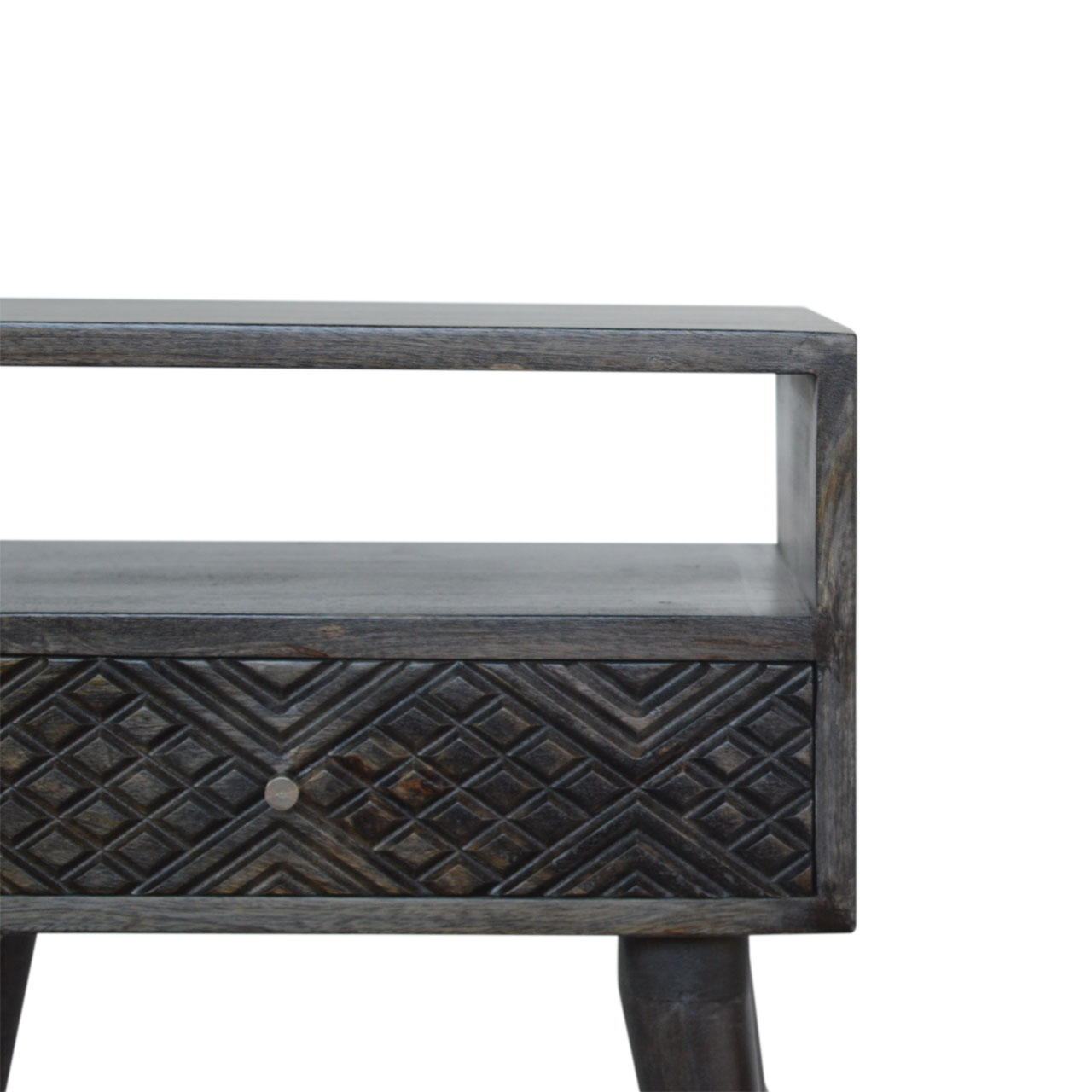 in1045 ash black carved drawer bedside