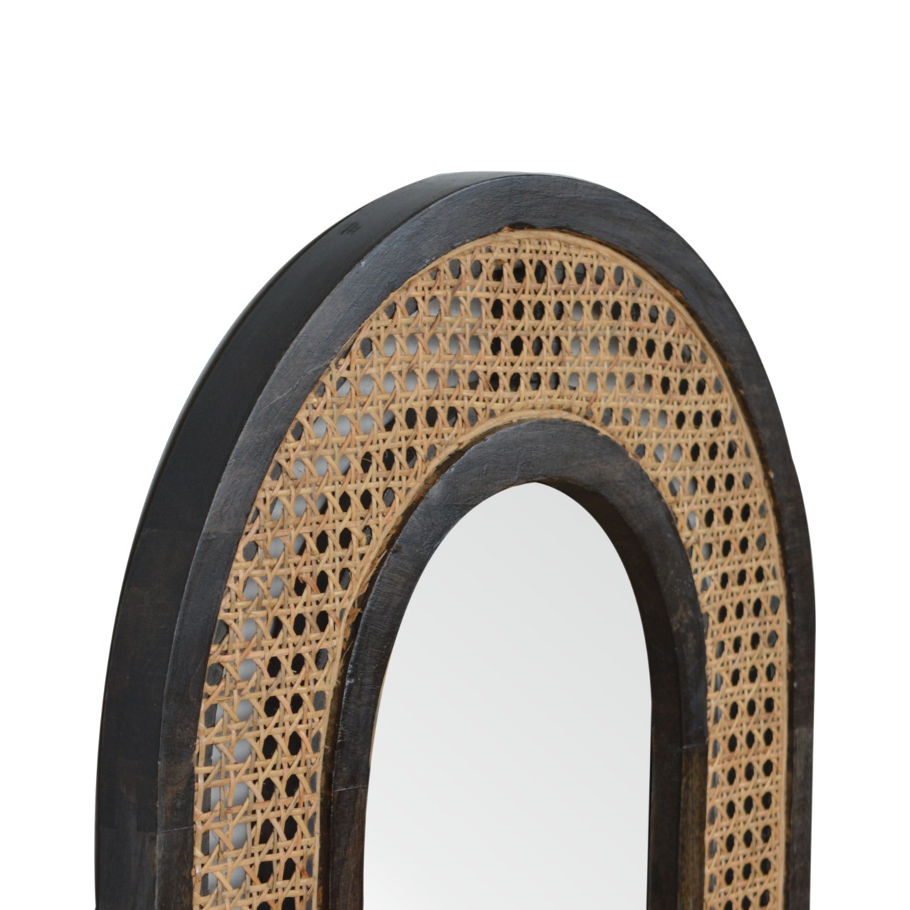 in1228 carbon black rattan mirror