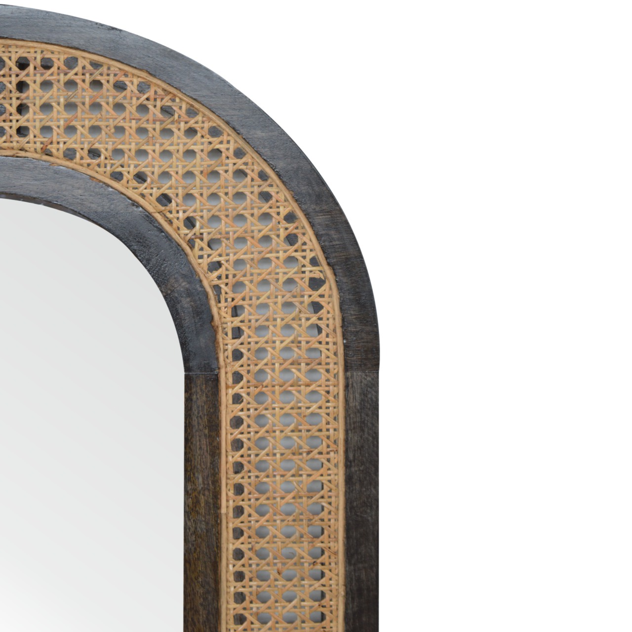 in1228 carbon black rattan mirror