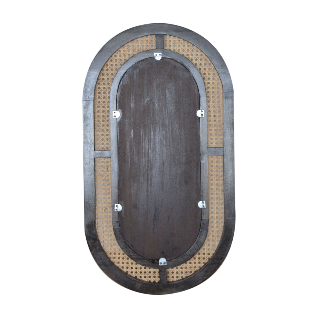 in1228 carbon black rattan mirror