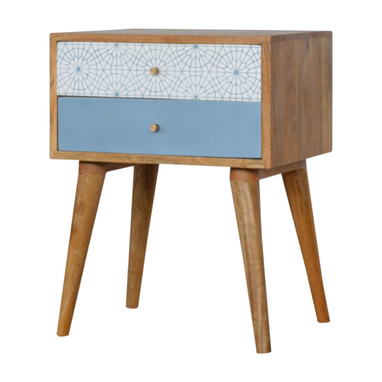 in1381 blue patterned bedside