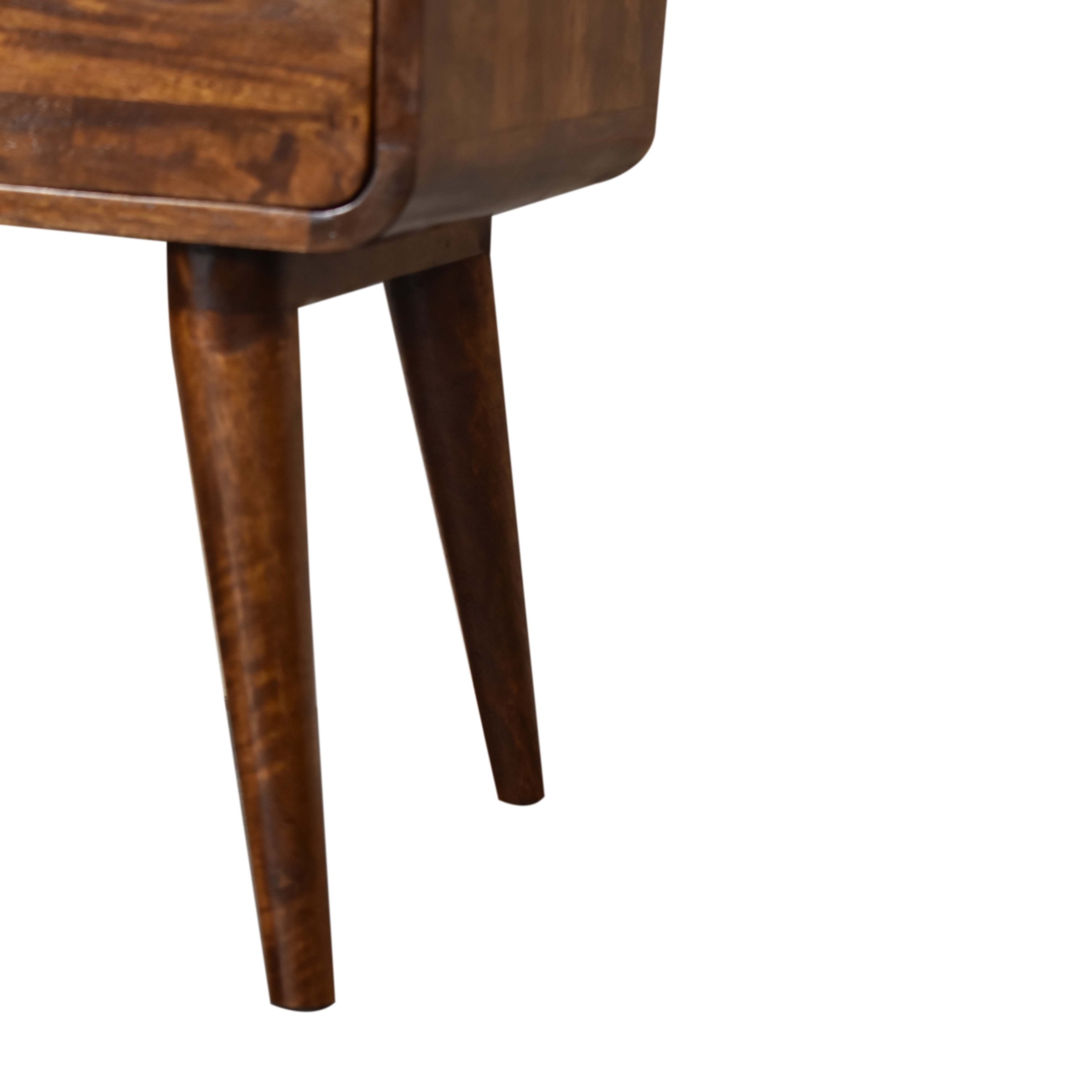 in1587 curved chestnut bedside with cable access