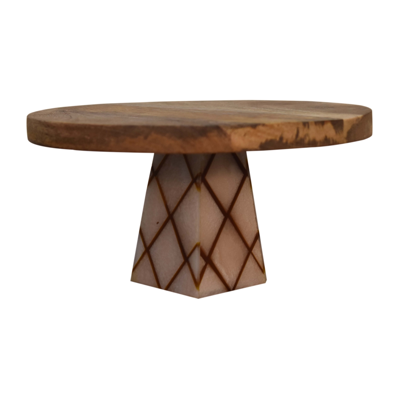 in1626 oak ish cross base resin cake stand