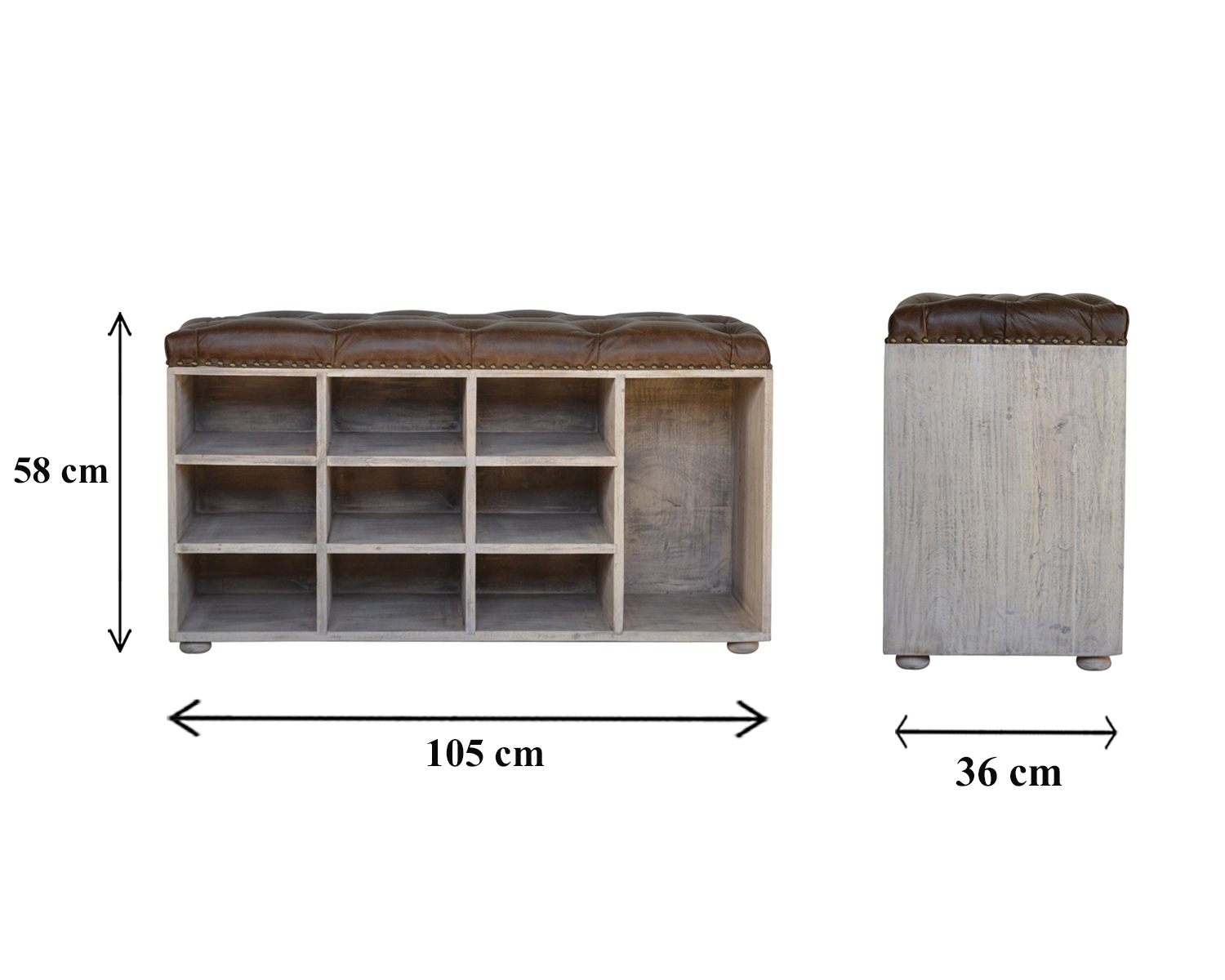 in167 leather shoe bench