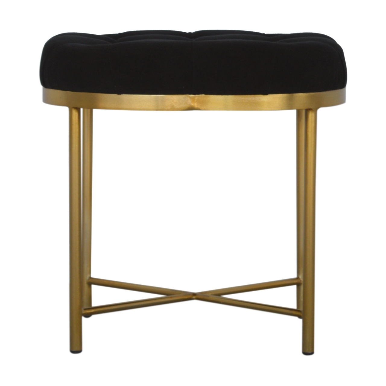in1670 clover black velvet footstool