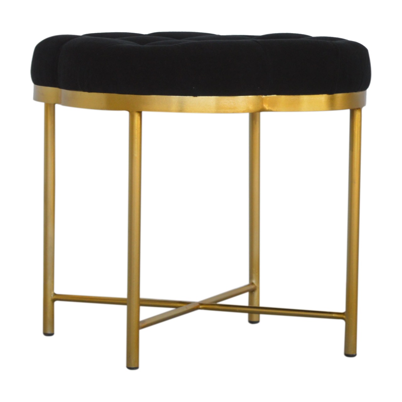 in1670 clover black velvet footstool