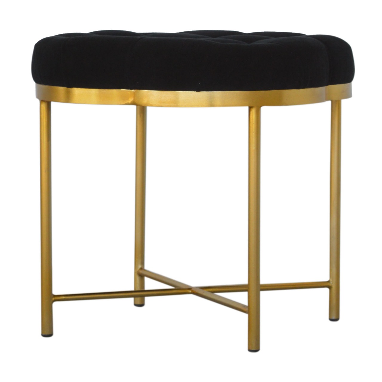in1670 clover black velvet footstool