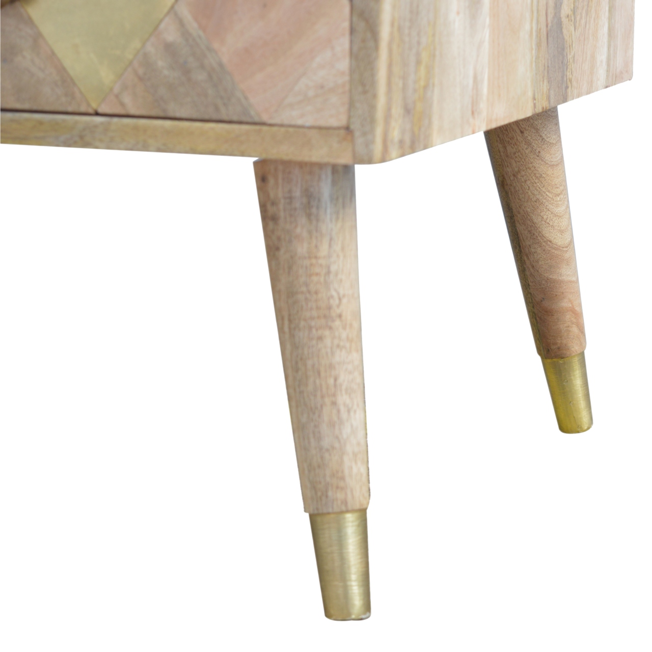 in377 oak ish gold brass inlay coffee table