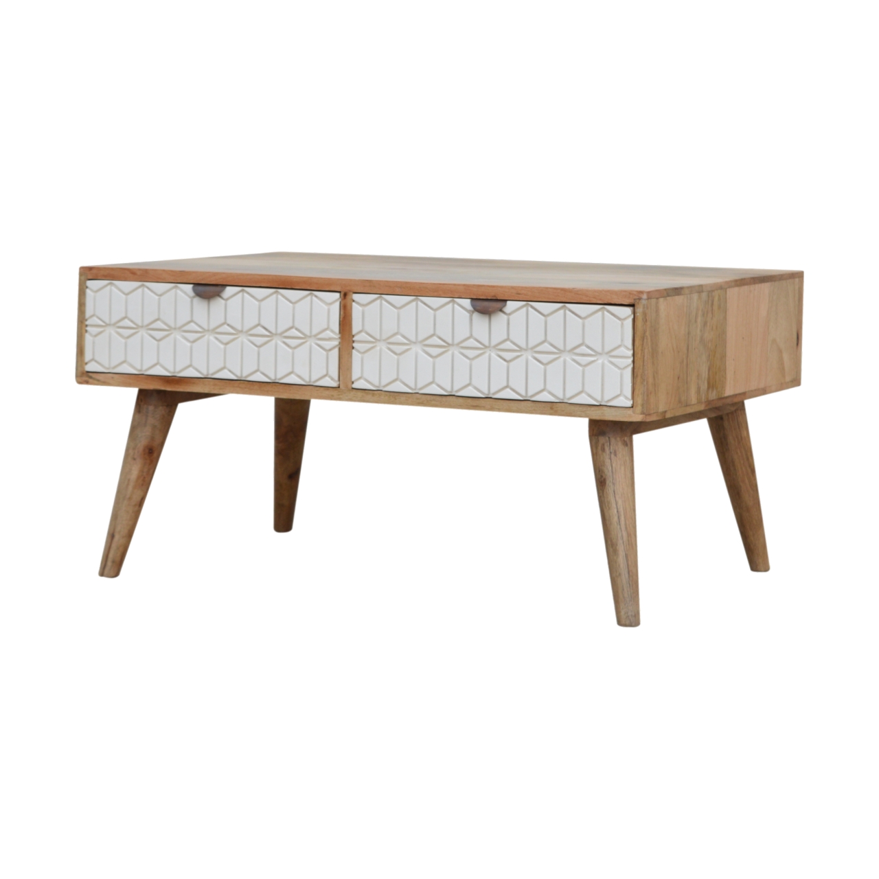 in449 sleek white carved coffee table